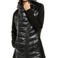 Calvin Klein Women's Asymmetrical Mixed-Media Puffer Jacket Black Size Large