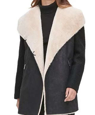 Calvin Klein Women's Faux-Fur Faux-Suede Jacket Black Size Medium