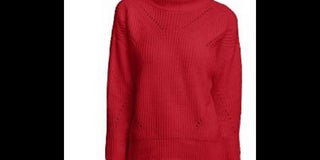 Calvin Klein Women's Multi-Textured Mock-Neck Sweater Red Size Extra Large