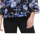 Calvin Klein Women's Printed Ruffle Sleeve Blouse Bright Blue Size Large