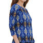 Calvin Klein Women's Embellished 3/4-Sleeve Top Bright Blue Size Small