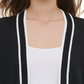 Calvin Klein Women's Piped Open-Front Cardigan Black Size X-Large