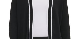 Calvin Klein Women's Piped Open-Front Cardigan Black Size X-Large