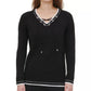 Calvin Klein Women's Lace-Up Sweater Black Size Large