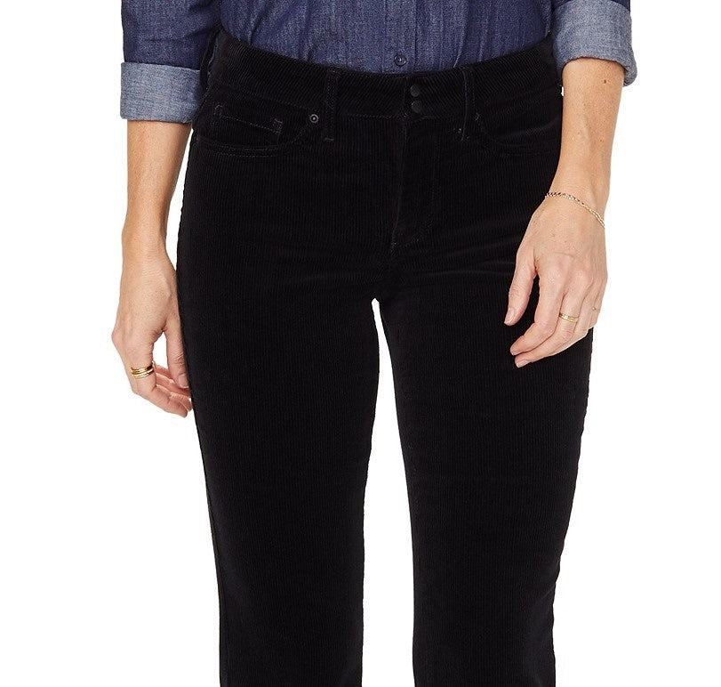 Nydj Marilyn Women's Double Snap Waist Straight Leg Jeans  Black Size 8