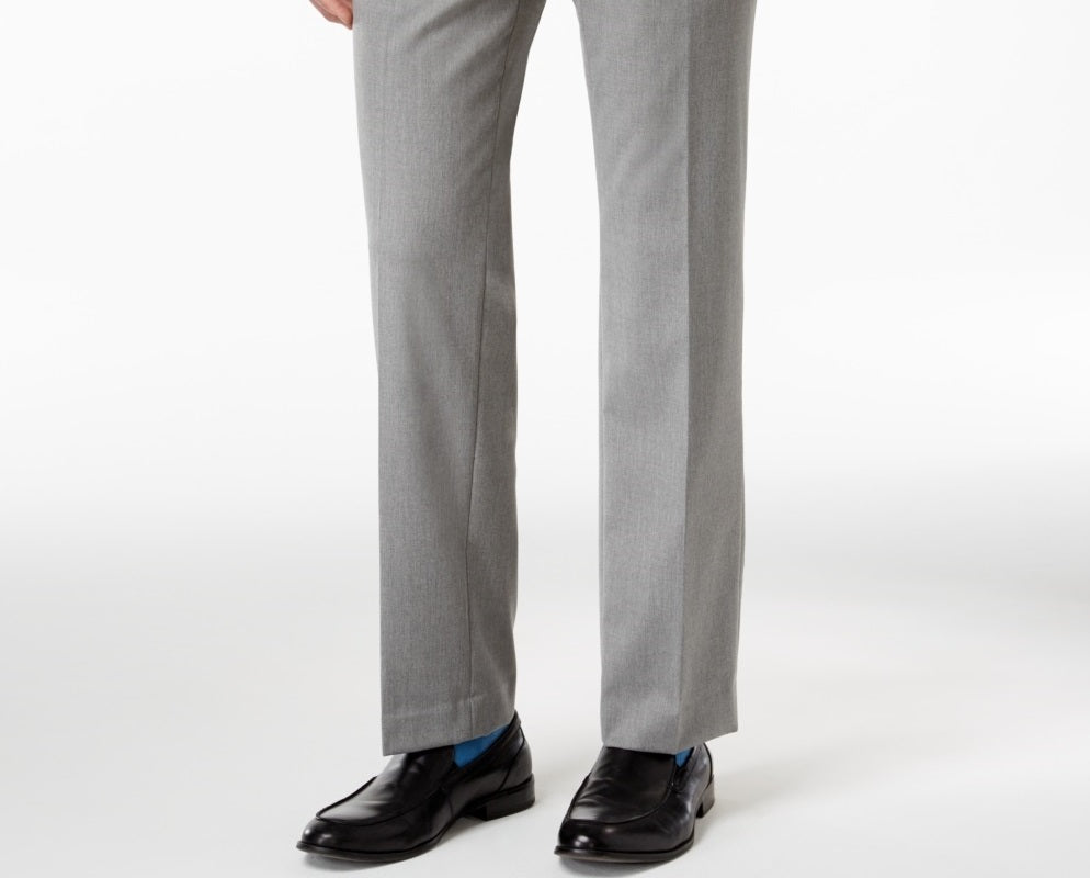 Alfani Men's Dress Pants Slim Fit Flat Front Stretch Gray Size 32X34