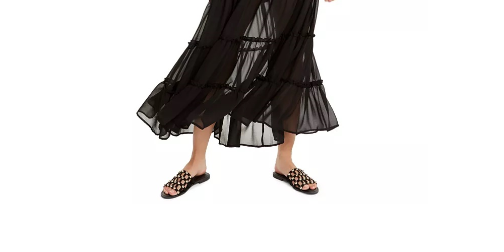 The Weekend Brand Women's Senorita Ruffle Trim Maxi Dress Black Size Large