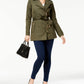 Michael Kors Women's Belted Front-Zip Trench Coat Olive Size Medium