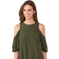 Michael Kors Womens Green Short Sleeve Jewel Neck Top Green Size Medium