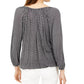 Michael Kors Women's Check-Print Peasant Top Regular & Petite Black Size Large