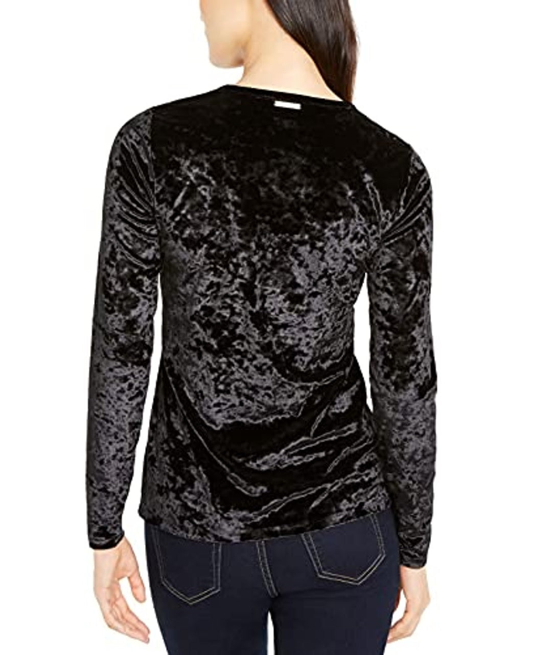 Michael Kors Women's Panne Velvet Top Black Size Small