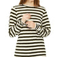 Michael Kors Women's Striped Long-Sleeve Top Gold White Size Medium