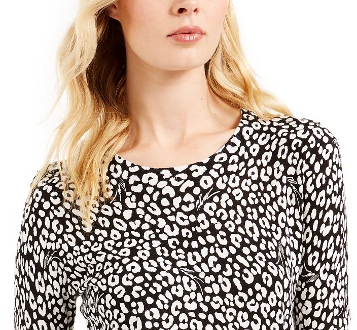 Michael Michael Kors Women's Cat Print Sweater Regular & Petite White Size Large