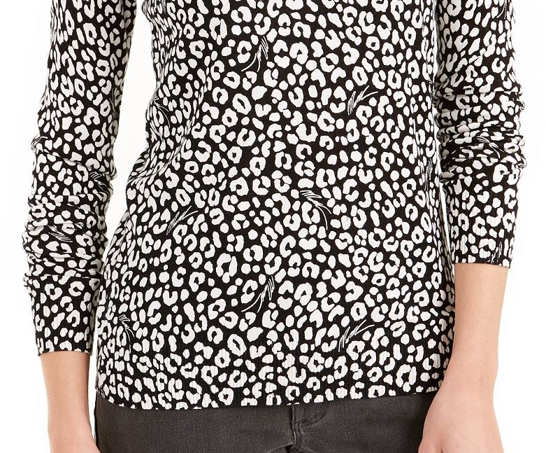 Michael Michael Kors Women's Cat Print Sweater Regular & Petite White Size Large