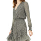 Michael Kors Women's Floral-Print Faux-Wrap Dress Green Size Medium