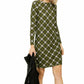 Michael Kors Womens Green Plaid Long Sleeve Knee Length Shift Dress Size: S Green Size Small