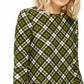 Michael Kors Womens Green Plaid Long Sleeve Knee Length Shift Dress Size: S Green Size Small