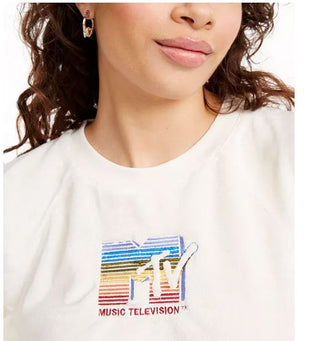 Freeze 24-7 Junior's Mtv Fuzzy Top Beige Size Medium