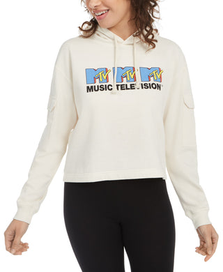 Freeze 24-7 Juniors' MTV Graphic Hoodie Beige Size Small