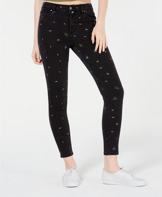 Tinseltown Juniors' Graphic-Print Skinny Jeans Black Size 3