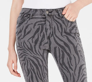 Tinseltown Juniors' Zebra-Print Skinny Jeans Gray Size 9