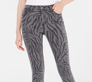 Tinseltown Juniors' Zebra-Print Skinny Jeans Gray Size 15