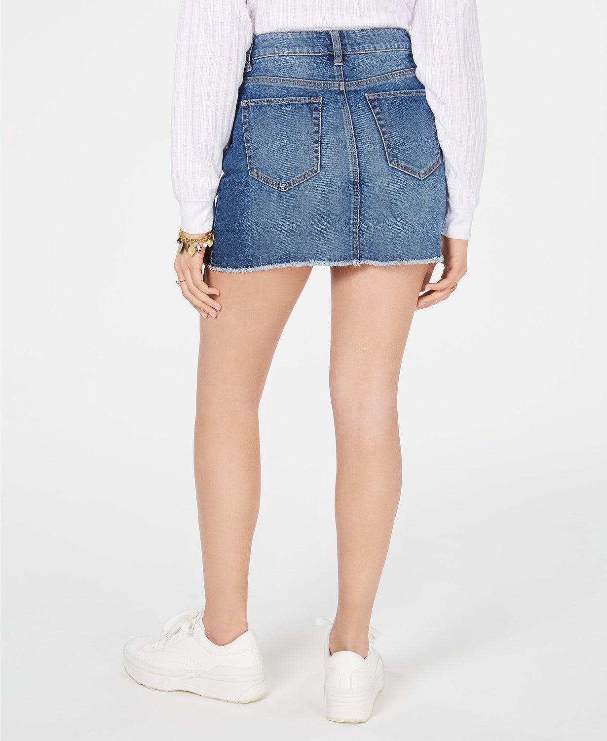 Tinseltown Juniors' Ripped Denim Mini Skirt Bright Blue Size 9