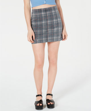 Tinseltown Juniors' Printed-Denim Mini Skirt Black Size 3