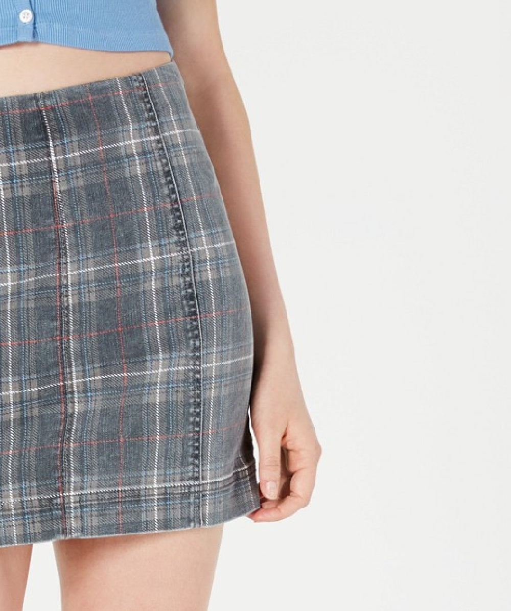 Tinseltown Juniors' Printed-Denim Mini Skirt Black Size 3