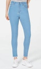 Tinseltown Juniors' High-Rise Raw-Hem Skinny Jeans Bright Blue Size 5