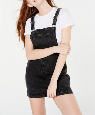 Tinseltown Juniors' Side-Tape Pinafore Charcoal Size Large