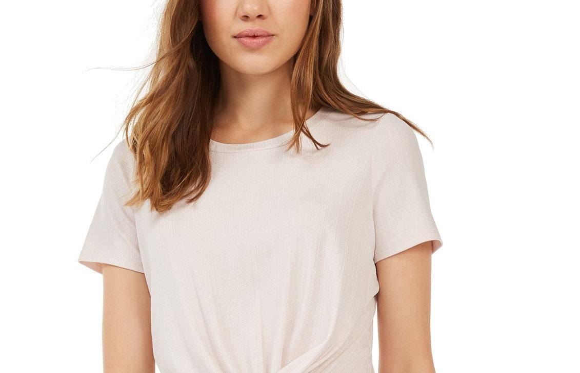 Love Fire Juniors' Metallic Twist-Front Top Pink Size Extra Small