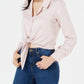 Love Fire Juniors' Button-Front Tie-Hem Shirt Sepia Rose Size Large