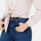 Love Fire Juniors' Button-Front Tie-Hem Shirt Sepia Rose Size Large