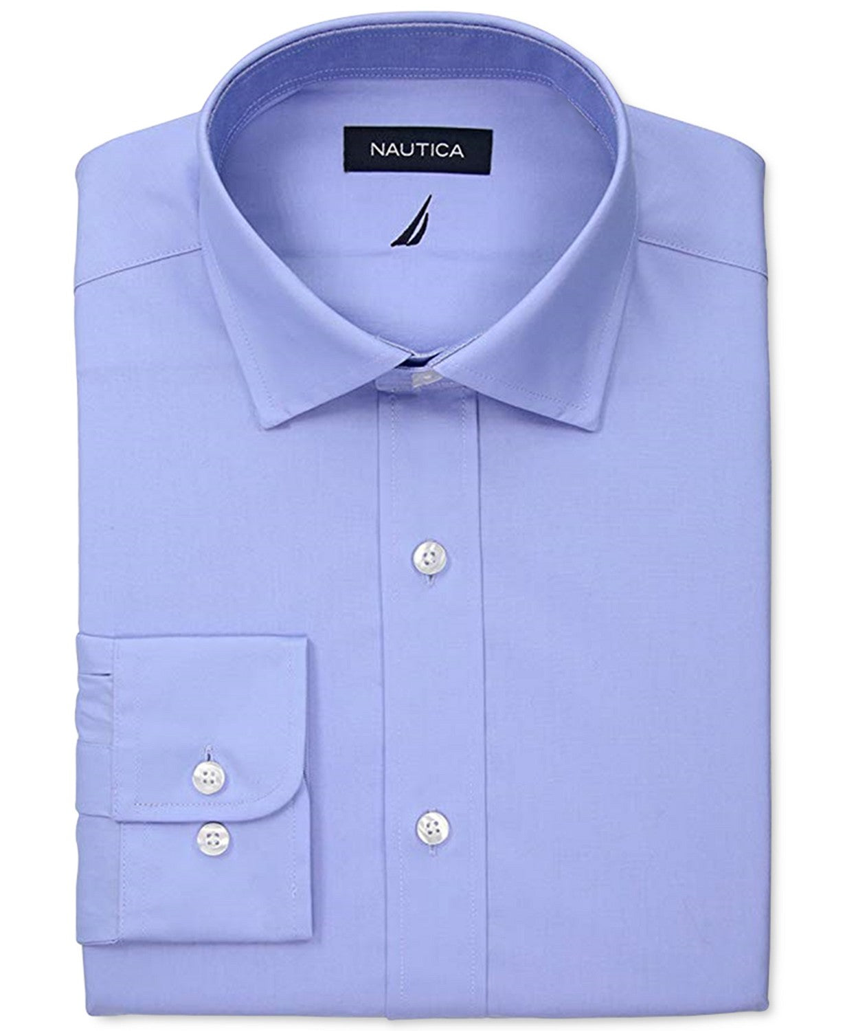 Nautica Men's Regular-Fit Comfort Stretch White Solid Dress Shirt Blue Size 32-33