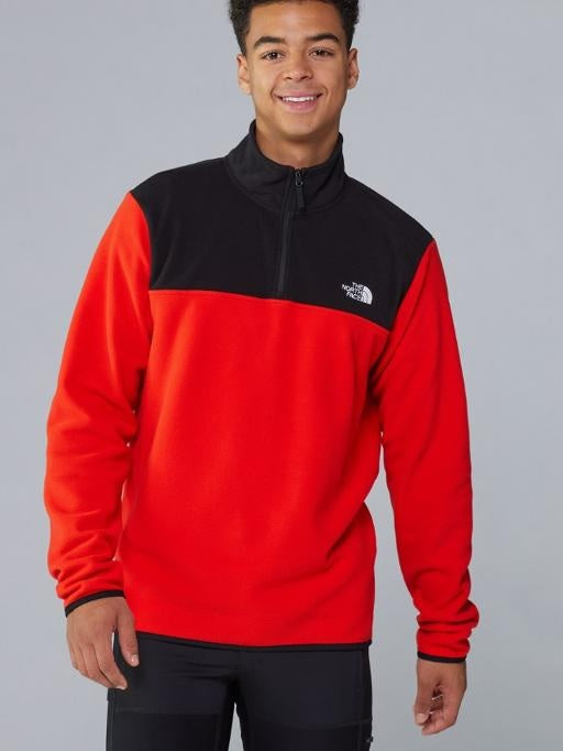 The North Face Men's Tka Glacier Quarter Zip Fleece Pullover Red Size Small