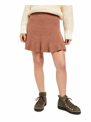 Free People Juniors' Solid Gold Ribbed Skirt Brown Size  Extra Small