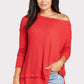 Free People Women's North Shore Thermal Knit Tunic Top  Red Size Small