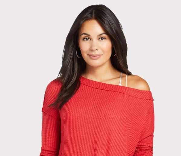 Free People Women's North Shore Thermal Knit Tunic Top  Red Size Small