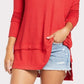 Free People Women's North Shore Thermal Knit Tunic Top  Red Size Small