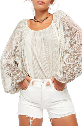 Free People Women's Indigo Dreams Embroidered Tunic White Size Medium