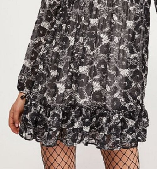 Free People Women's These Dreams Long Sleeve Minidress Black Size X-Small