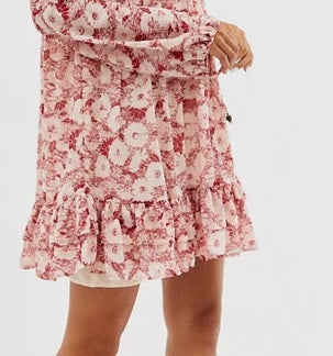 Free People Women's These Dreams Long Sleeve Minidress  Red Size Extra Small