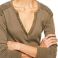 Free People Women's Military Mix Henley  Green Size Extra Small