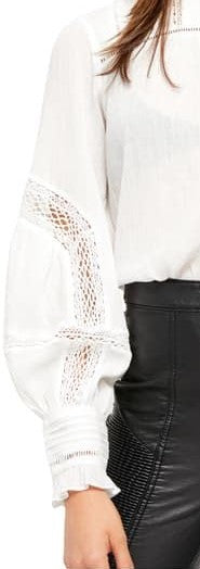 Free People Women's Emma Balloon-Sleeve Blouse Natural Size Large