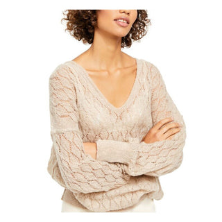 Free People Women's Say Hello Open Knit Sweater Beige Size Small