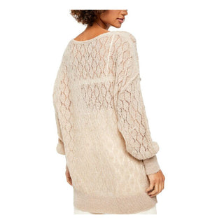 Free People Women's Say Hello Open Knit Sweater Beige Size Small