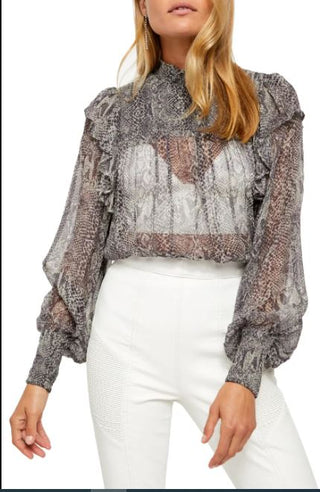 Free People Women's Roma Smocked Short Blouse Black Size Large