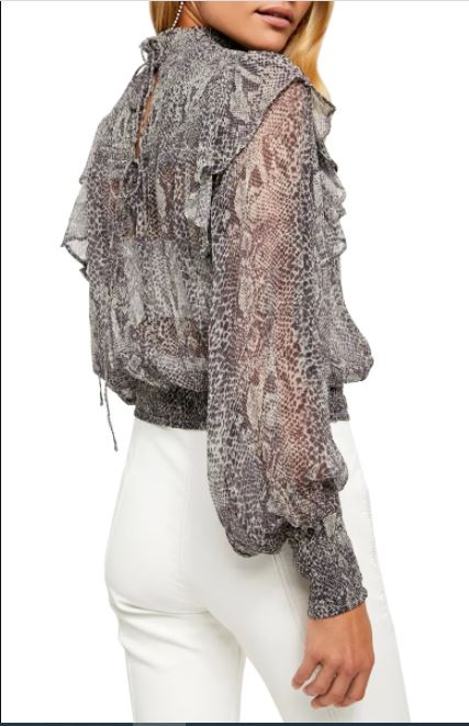 Free People Women's Roma Smocked Short Blouse Black Size Large