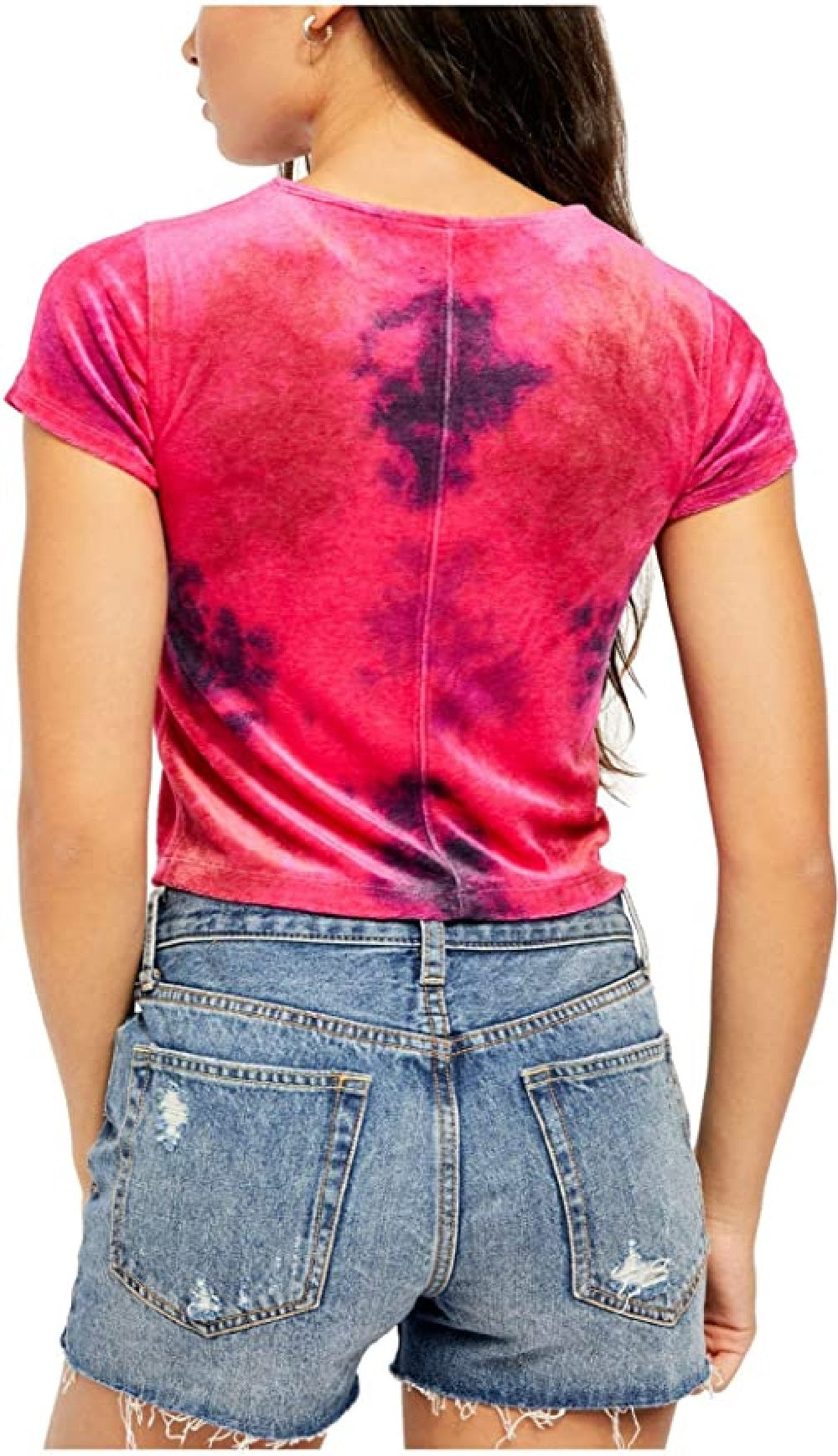 Free People Women's Bright Eyes Velvet T-Shirt Fuschia Size Extra Large